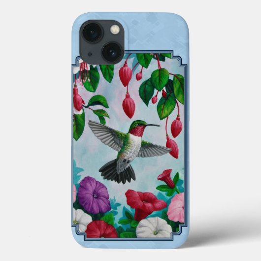 フラワーガーデンとハミングバーズブルー Case-Mate iPhoneケース (裏面)