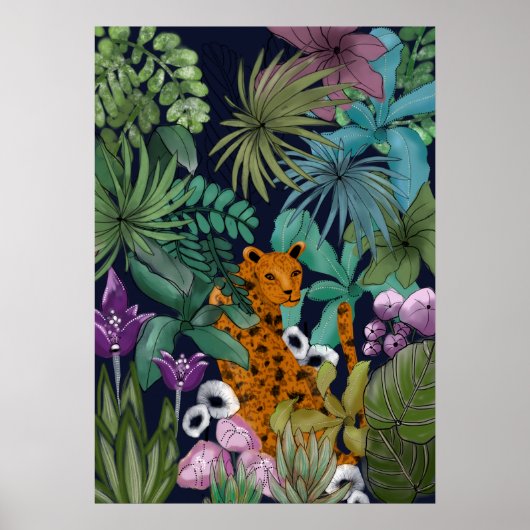 フラワーガーデンにヒョウ ポスター (正面)