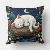 フラワーガーデンに眠る白猫 クッション (裏面)