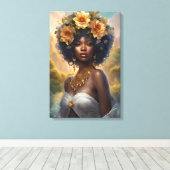 フラワーガーデンに黒い女神 キャンバスプリント (インサイチュ (ウッドフロア))