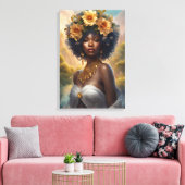 フラワーガーデンに黒い女神 キャンバスプリント (インサイチュ (リビング))