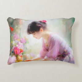 フラワーガーデンの少女 アクセントクッション