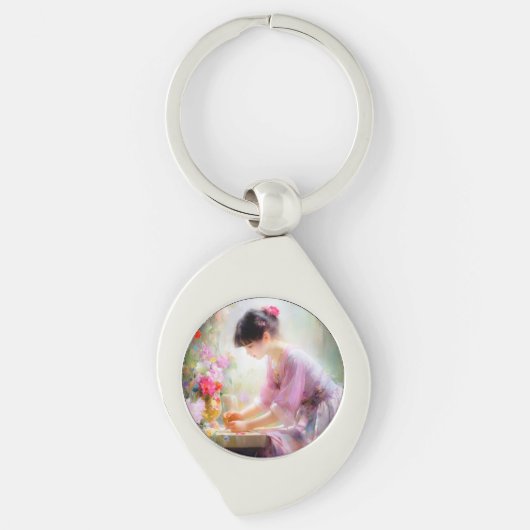 フラワーガーデンの少女 キーホルダー (正面)
