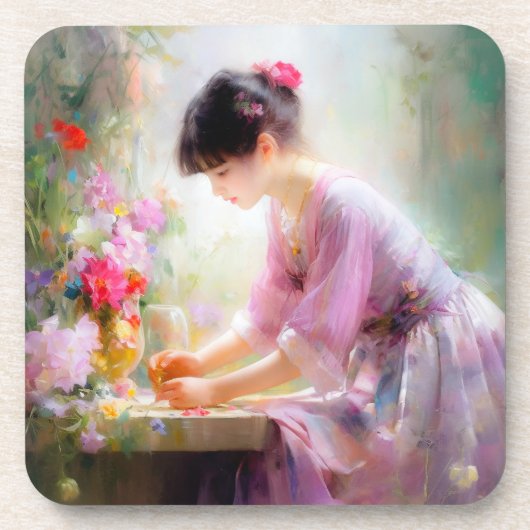 フラワーガーデンの少女 コースター (正面)