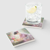 フラワーガーデンの少女 ストーンコースター (横)