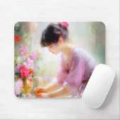 フラワーガーデンの少女 マウスパッド (マウス)