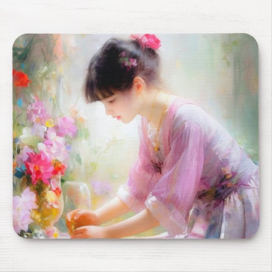 フラワーガーデンの少女 マウスパッド (正面)