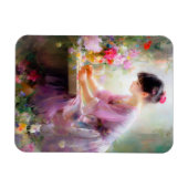 フラワーガーデンの少女 マグネット (横)