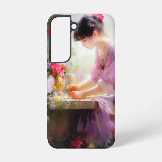 フラワーガーデンの少女 SAMSUNG GALAXYケース (裏面)
