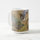 フラワーガーデンの様式化されたピーコック コーヒーマグカップ (正面左)
