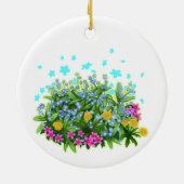 フラワーガーデンの灰色の猫 セラミックオーナメント (裏面)