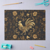 フラワーガーデンの金の鶏 薄葉紙 (クラフト)