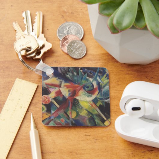 フラワーガーデンの鹿フランツ・マークによるヴィンテージ・アート キーホルダー (デスク)