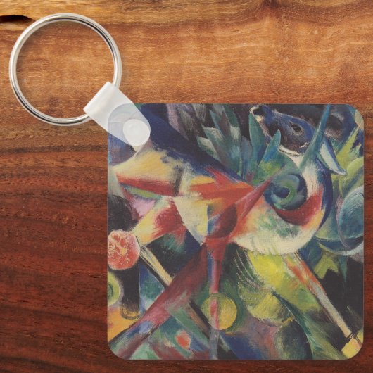 フラワーガーデンの鹿フランツ・マークによるヴィンテージ・アート キーホルダー (正面)