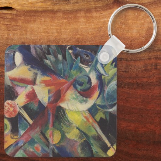 フラワーガーデンの鹿フランツ・マークによるヴィンテージ・アート キーホルダー (裏面)