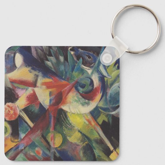 フラワーガーデンの鹿フランツ・マークによるヴィンテージ・アート キーホルダー (裏面)