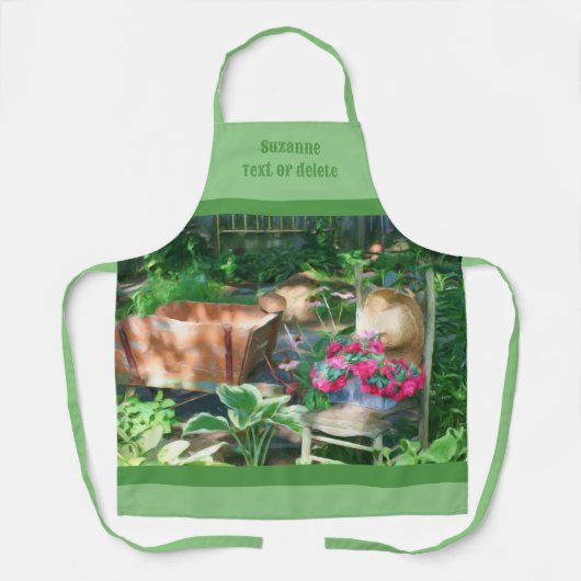 フラワーガーデンアンティークパーソナライズされた椅子 エプロン (正面)