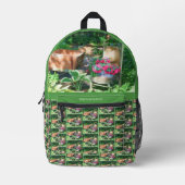 フラワーガーデンアンティークパーソナライズされた椅子 プリントバックパック (正面)