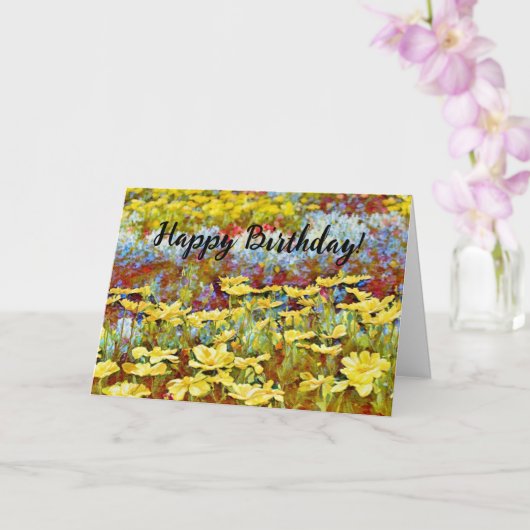フラワーガーデンイエローフラワーズ誕生日カード カード (蘭)