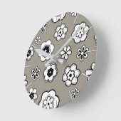 フラワーガーデンインライトスチールグレー ラウンド壁時計 (傾斜)