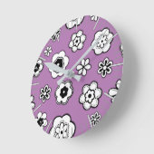 フラワーガーデンインワイルドオーキッド ラウンド壁時計 (傾斜)