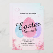 フラワーガーデンエッグイースターブランチカラフル 招待状 (正面/裏面)