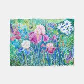フラワーガーデンカラフル油パステルアートブランケット フリースブランケット (正面(横))