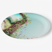 フラワーガーデンゲートライトティール（緑がかった色）野花 ペーパープレート (アングル)