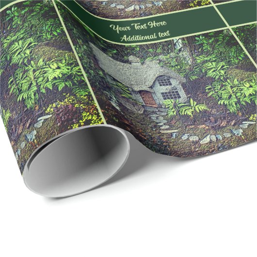 フラワーガーデンコテージ パーソナライズされた ラッピングペーパー (ロールコーナー)