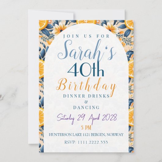 フラワーガーデンシトラステーマ誕生日 招待状 (正面)