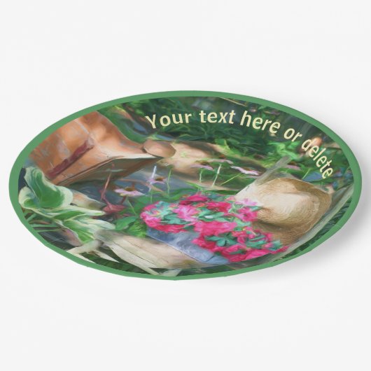 フラワーガーデンチェアアートパーソナライズされたパーティー ペーパープレート (アングル)