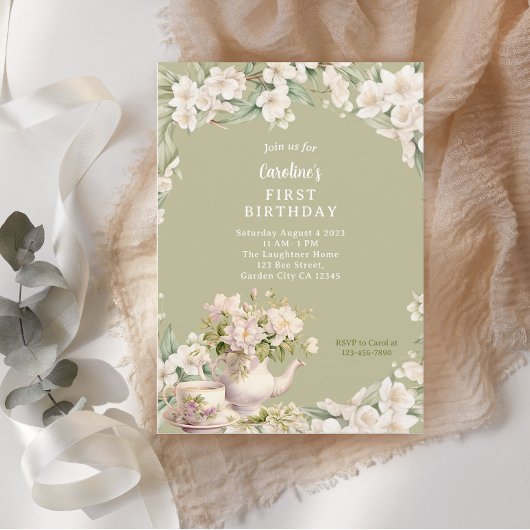 フラワーガーデンティーパーティーエイジ誕生日 招待状