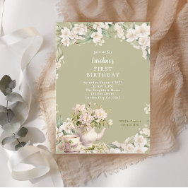 フラワーガーデンティーパーティーエイジ誕生日 招待状