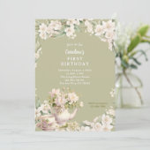 フラワーガーデンティーパーティーエイジ誕生日 招待状 (スタンド正面)