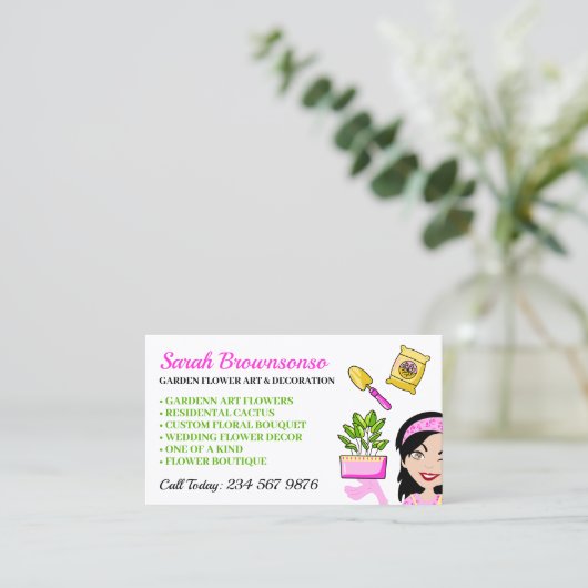 フラワーガーデンデコールフローリスト 名刺 (スタンド正面)