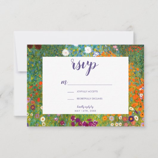 フラワーガーデンバイグスタフクリムトフローラRSVP 出欠カード (正面)