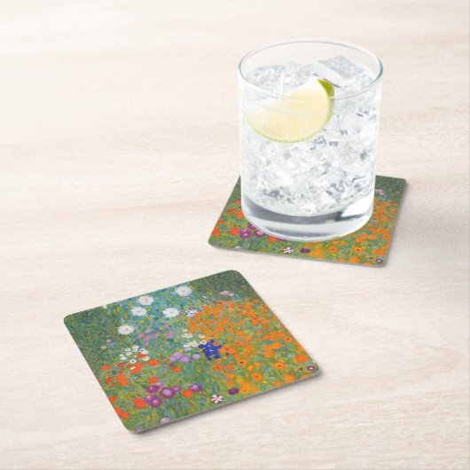 フラワーガーデンバイグスタフクリムト スクエアペーパーコースター (インサイチュ)