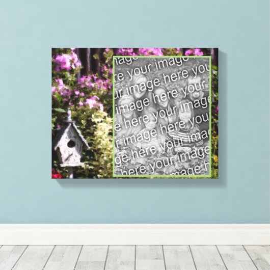 フラワーガーデンバードハウスアート自分の写真を作成 キャンバスプリント (インサイチュ (ウッドフロア))