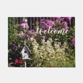 フラワーガーデンバードハウスパステル絵画ズ ドアマット