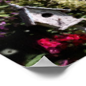 フラワーガーデンバードハウスパステル絵画ズ ポスター (角)