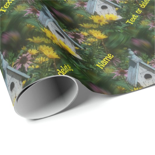 フラワーガーデンバードハウスパーソナライズされた自然 ラッピングペーパー (ロールコーナー)