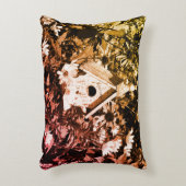 フラワーガーデンバードハウスブラックアンドホワイトヴィンテージ アクセントクッション (正面(垂直))