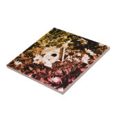 フラワーガーデンバードハウスブラックアンドホワイトヴィンテージ タイル (側面)