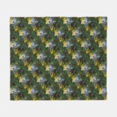 フラワーガーデンバードハウス自然アートパターン フリースブランケット (正面(横))