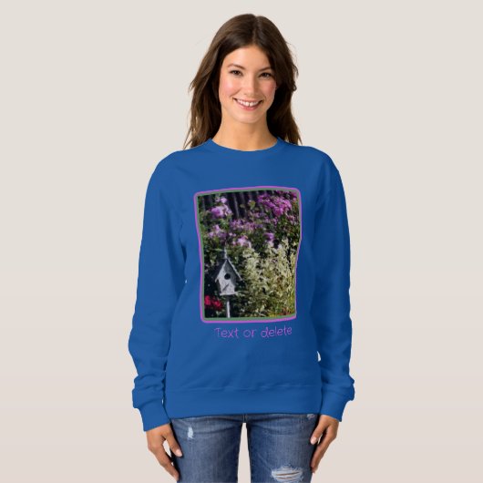 フラワーガーデンバードハ絵画ウスパーソナライズされたズ スウェットシャツ (正面フル)