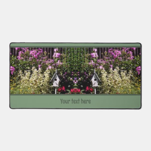 フラワーガーデンバードハ絵画ウスパーソナライズされたズ デスクマット (正面)