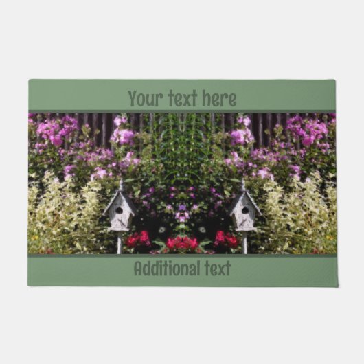 フラワーガーデンバードハ絵画ウスパーソナライズされたズ ドアマット (正面)