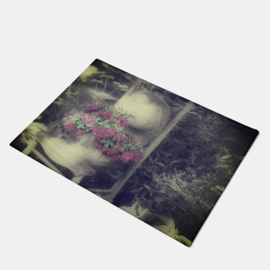 フラワーガーデンパーシャルカラーヴィンテージ ドアマット (アングル)