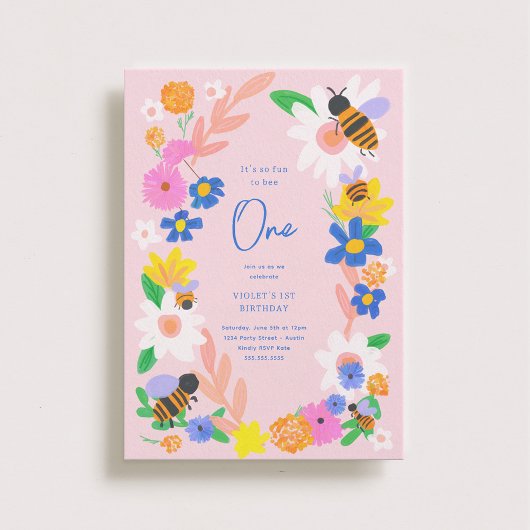 フラワーガーデンビーツ1歳の誕生日 招待状