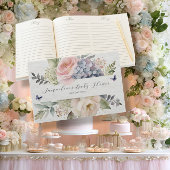 フラワーガーデンピンクローズブルーアジサイ赤ちゃんシャワー ゲストブック